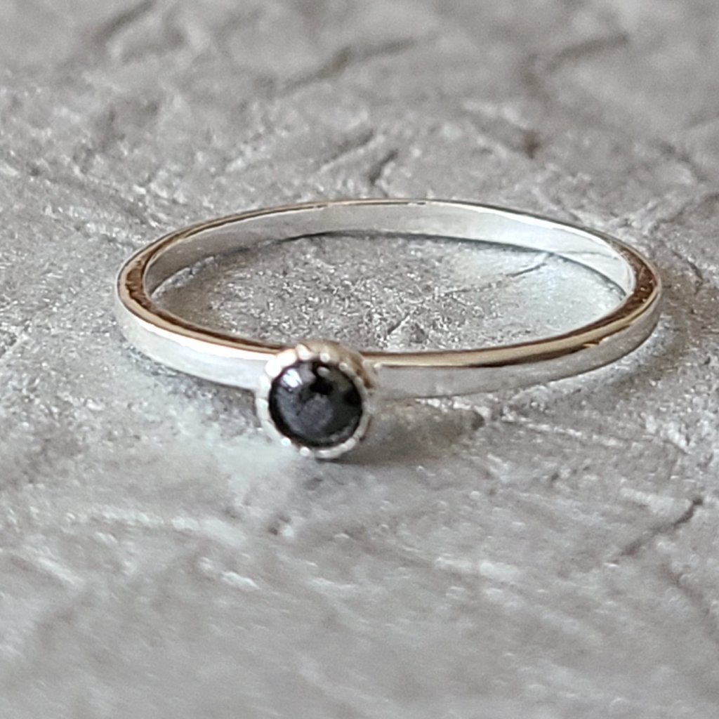 Minimalist Garnet Ring Size 7 Sterling Silver -Sterling Silver Ring Size 7
